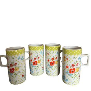 Vintage MilleFleur Avant Garde Made in Japan Set Of 4 Double Espresso Cups Mugs